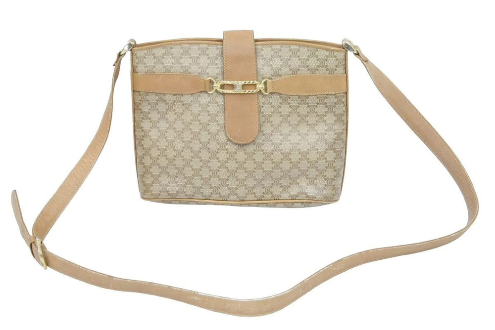 Celine Shoulder Bag Leather Beige Macadam